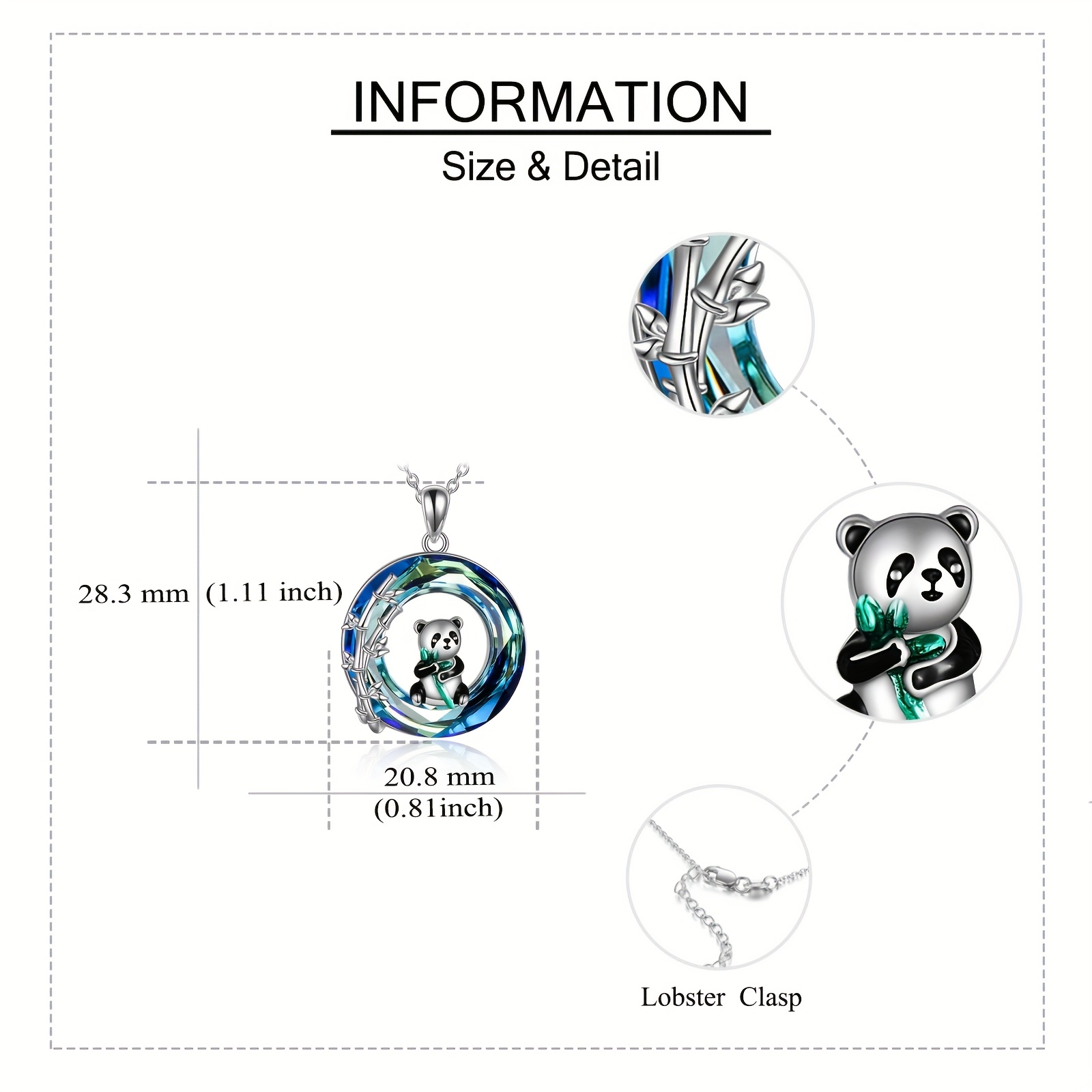 Panda Crystal Pendant Necklace in S925 Sterling Silver